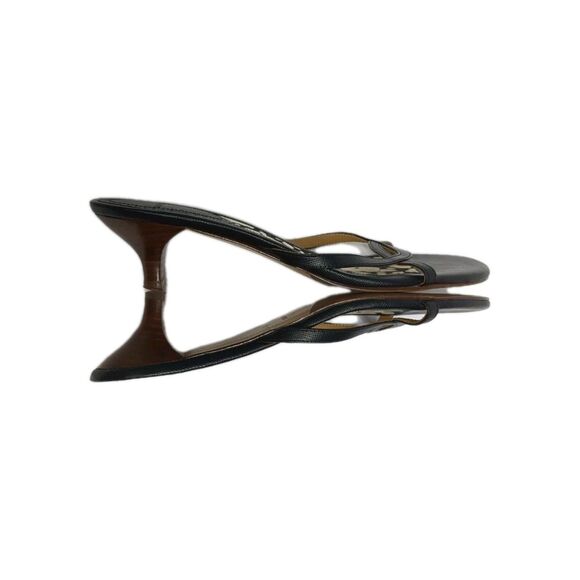 Lands' End Kitten Heels Open Straps Sandals Low Heel Slip-On Women 7B Black 2442 - Picture 7 of 10